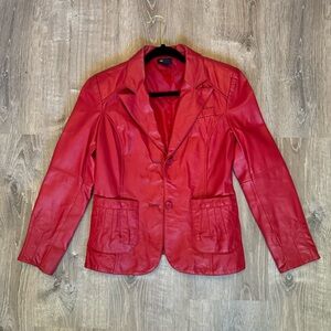 100% Leather Red Blazer